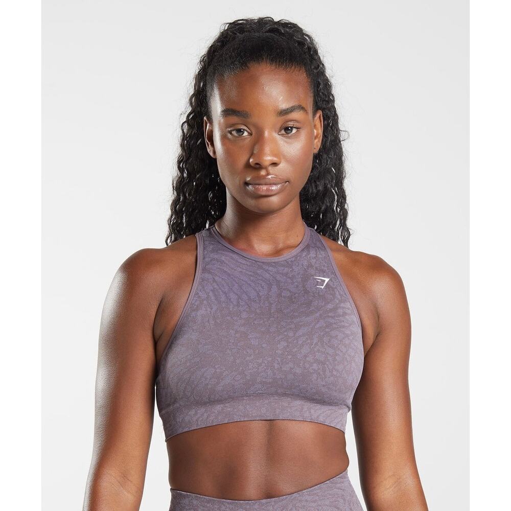 Gymshark Adapt Animal Seamless Sports Bra Wild Musk Lilac - Size: Medium